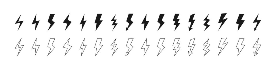 ightning bolt set. Lightning flash icons. Vector illustration