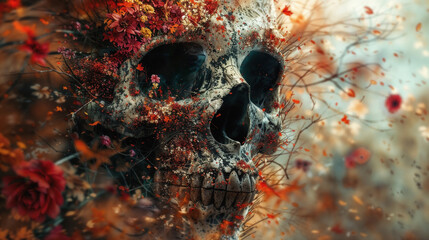 Floral embrace of the skull