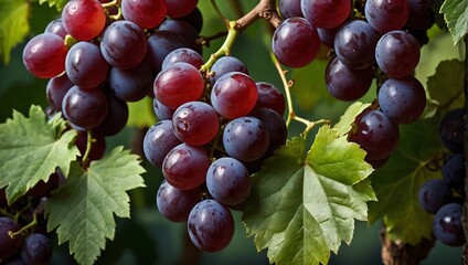 background of blue grapes, space for text