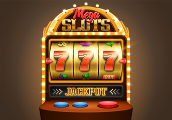 Slot machine with lucky sevens. Jackpot on slot machine. Vector illustration.