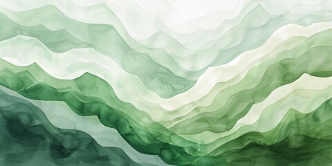 Obraz premium Watercolor wavy gradient thick line design in a range of green colors