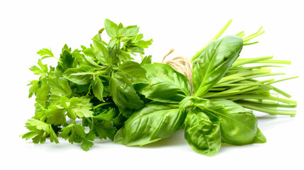 fresh herbs like basil and parsley tied with a twine
