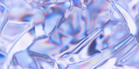 Liquid glass with refraction and dispersion effect. Prism colors leak. Abstract background. Holographic creative texture. 3d rendering