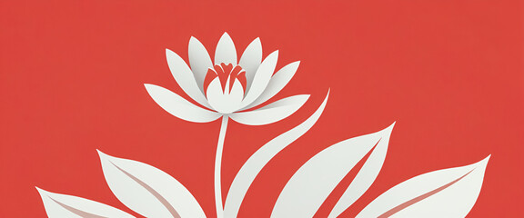 illustrazione di fiore con stelo e foglie in stile astratto contemporaneo