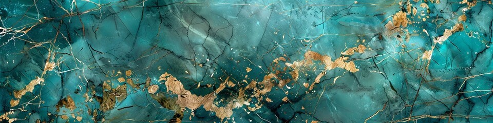 Obraz premium Luminous Turquoise Marble Texture with Gold Details