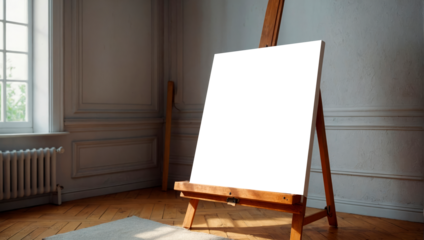 easel for painting, blank canvas for painting with paints