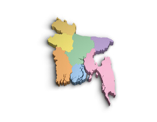3d Bangladesh color map illustration white background isolate