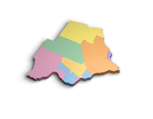 3d Botswana color map illustration white background isolate