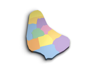 3d Barbados color map illustration white background isolate