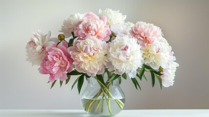 Luxurious bouquet of blooming peonies