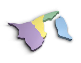 3d Brunei color map illustration white background isolate