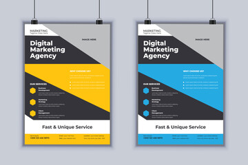 Digital marketing agency corporate flyer design vector template