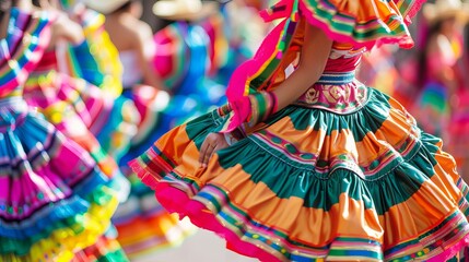 The Vibrant Colors of a Mexican Fiesta: A depiction of the lively festivities in Mexico, showcasing the colorful parades, elaborate costumes, and the joyous spirit of the people.