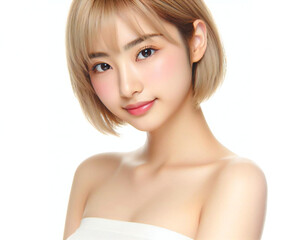 白いチューブトップの美少女
