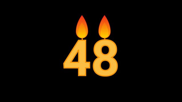 48 Number Cake with Flame Animation