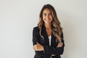 Business Boss. Beautiful and Professional Woman Smiling Confidently in a Business Suit