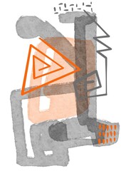 Grey and orange shapes and lines abstraction 