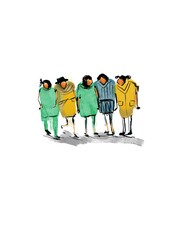 Abstract drawing colorful group of people illustration 