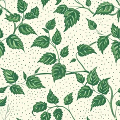 A green leafy pattern with white dots