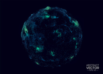 Sphere made of particles. Glowing 3d futuristic shape. Vector illustration.