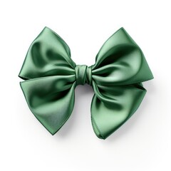 Green shiny bow isolated on white background