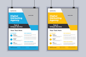 Digital marketing agency corporate flyer design vector template