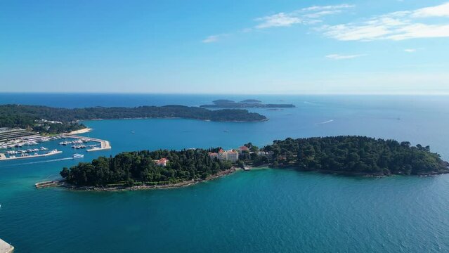 Rovinj, a picturesque coastal town on the Istrian peninsula of Croatia, is a dreamy destination for summer vacations, and when captured by drone, its beauty truly shines