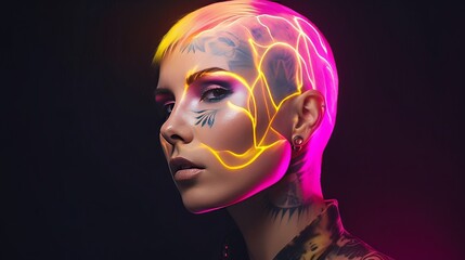 Cyberpunk Neon Light Man Woman Child