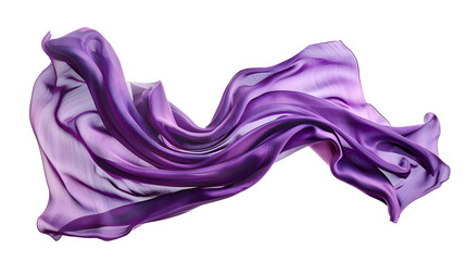 Purple silk cloth, flying, isolated on a white background. 