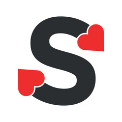 Initial Love Logo combine with letter S vector template