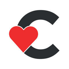Initial Love Logo combine with letter C vector template