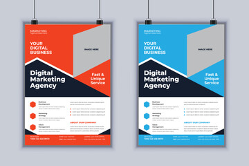 Digital marketing agency corporate flyer design vector template