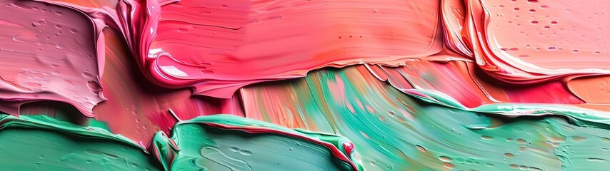 Dynamic abstract background with a mixture of pink and blue oil paint strokes, can be utilized for printed materials such as brochures, flyers, and business cards.