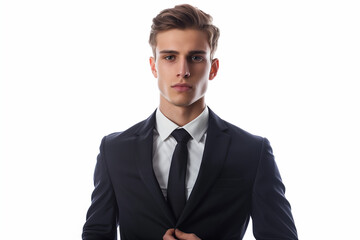 Portrait of a stylish young businessman isolated on a white background. High quality photo