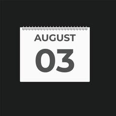 August 3 calendar reminder. 3 August daily calendar icon template. Calendar 3 August icon Design template. Vector illustration
