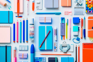 A collection of colorful stationery supplies, ready to inspire creativity and organization, arranged neatly on a white desk.