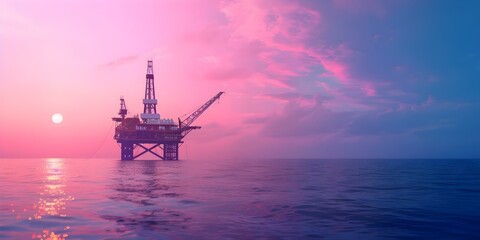 Business Structure Illustrated: Offshore Oil Drilling Platform at Sea. Concept Oil drilling, Offshore platforms, Business structure, Sea, Illustration