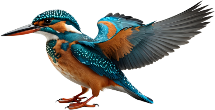 common, Eurasian or river kingfisher - Alcedo ispida - has blue green upper parts, orange underparts and a long bill. It feeds mainly on fish, caught by diving.