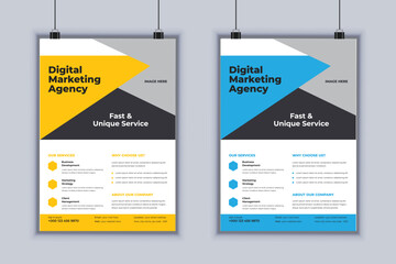 Digital marketing agency corporate flyer design vector template