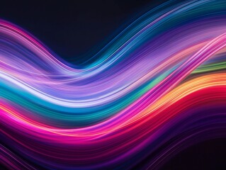 Vibrant abstract light waves with a fluid, dynamic motion on a dark background.