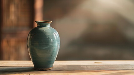 Closeup of a beautiful handmade vase as indoor decoration