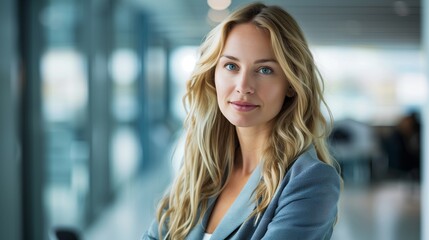 Obraz premium Business women in office, portrait of professionalism and beauty. Young adults with confidence and corporate style.