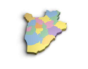 3d Burundi color map illustration white background isolate