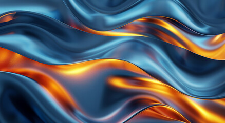 Obraz premium Flowing Waves: Abstract Orange and silver Background with Gold Accents