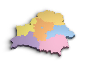 3d Belarus color map illustration white background isolate