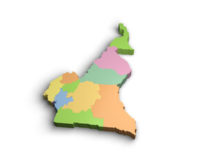3d Cameroon color map illustration white background isolate