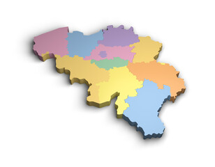 3d Belgium color map illustration white background isolate