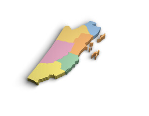 3d Belize color map illustration white background isolate