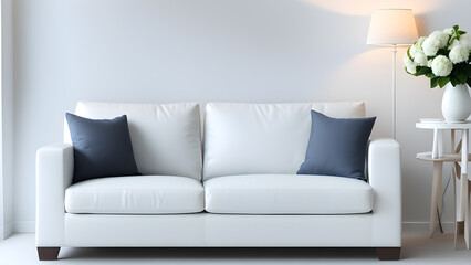 Fototapeta premium interior modern bright room with white sofa