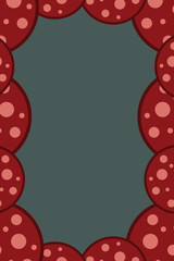 Fototapeta premium Slices of salami sausage border. Frame of Salame Meat delicatessen gastronomic product. National Salami Day